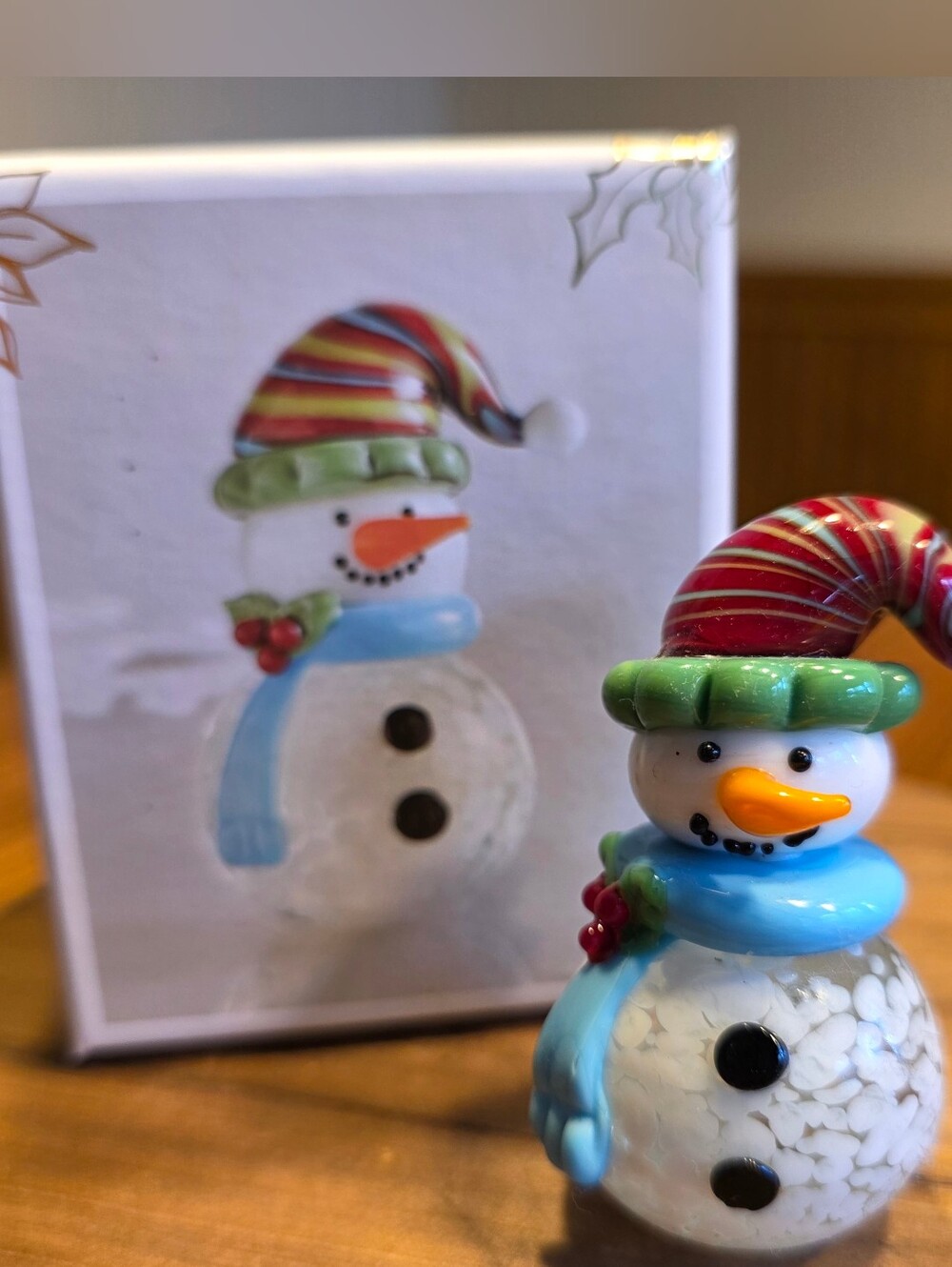 Pier 1 Imports Small Glass Snowman With Box And Tags